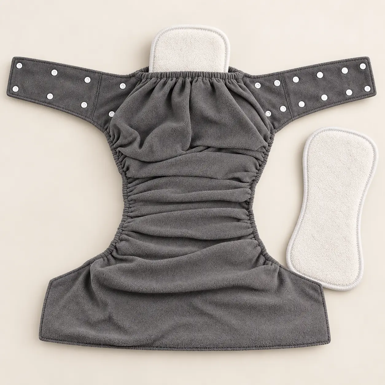 Close-up of the bamboo charcoal lining and absorbent layers of a reusable adult diaper